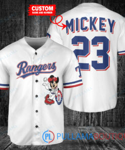 Personalized Texas Rangers x Mickey Mouse Baseball Jersey