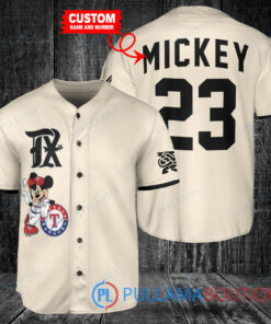 Personalized Texas Rangers x Mickey Mouse Baseball Jersey