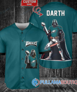 Philadelphia Eagles x Darth Vader Star Wars with Trophy Custom Baseball Jersey Midnight Green