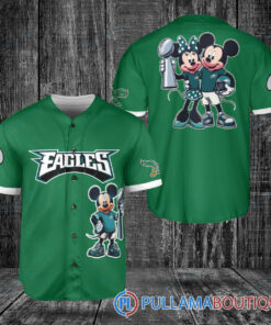 Philadelphia Eagles x Mickey and Minnie with Trophy Baseball Jersey Kelly Green