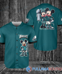 Philadelphia Eagles x Mickey and Minnie with Trophy Baseball Jersey Midnight Green