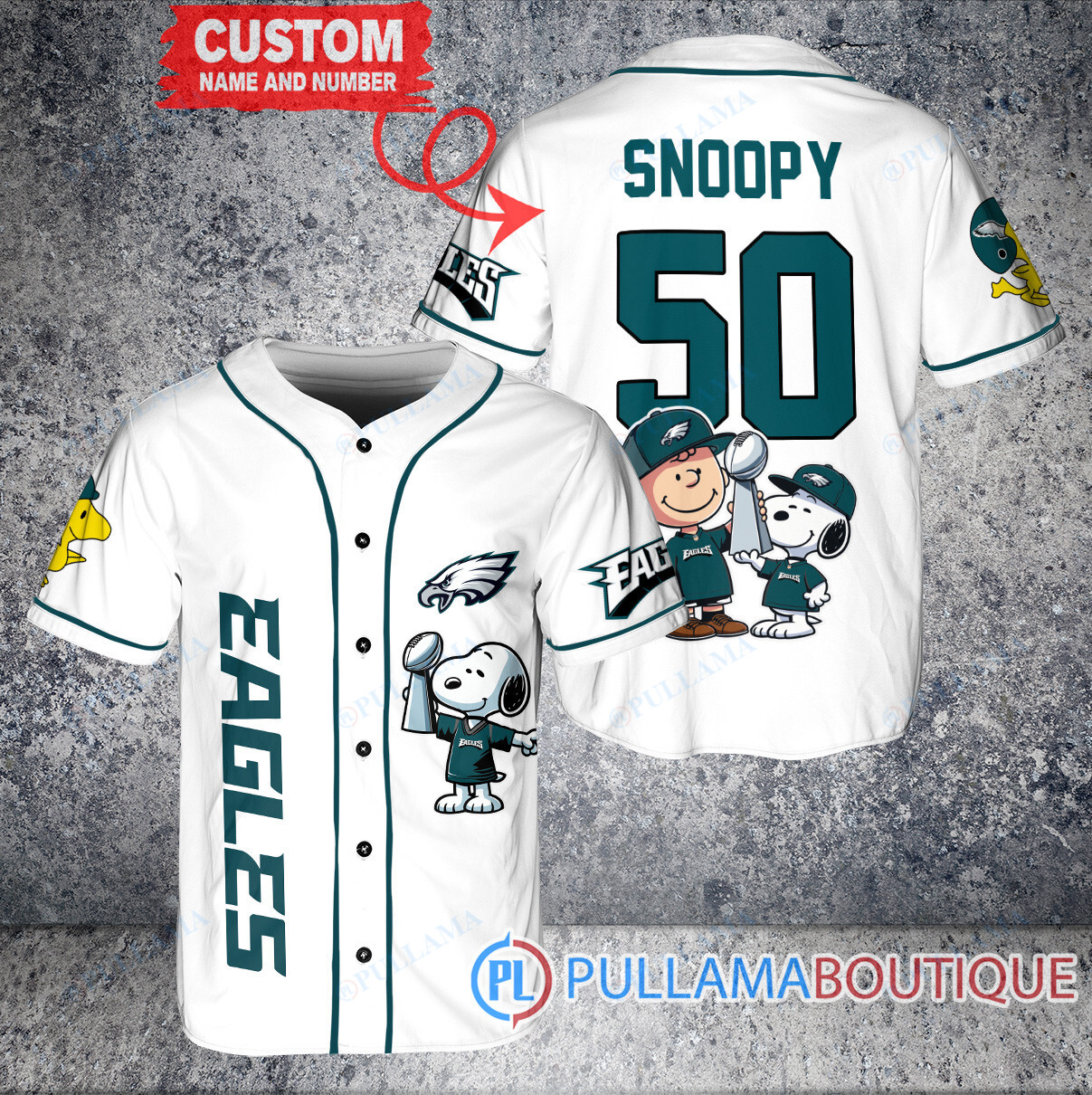 Dallas Cowboys x Snoopy and Charlie Brown with Trophy Custom Baseball Jersey Gray