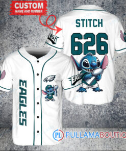 Philadelphia Eagles x Stitch with Trophy Custom Baseball Jersey White