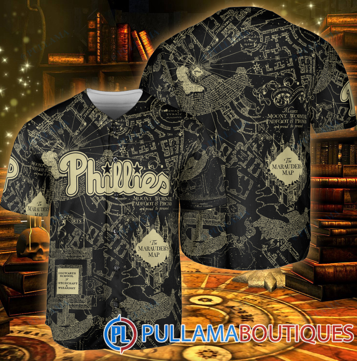 Los Angeles Dodgers Harry Potter The Marauders Map Baseball Jersey Black