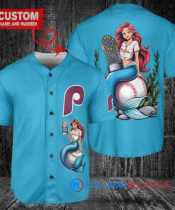 Philadelphia Phillies x Ariel Mermaid with Trophy Custom Baseball Jersey Light Blue