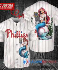 Philadelphia Phillies x Ariel Mermaid with Trophy Custom Baseball Jersey White