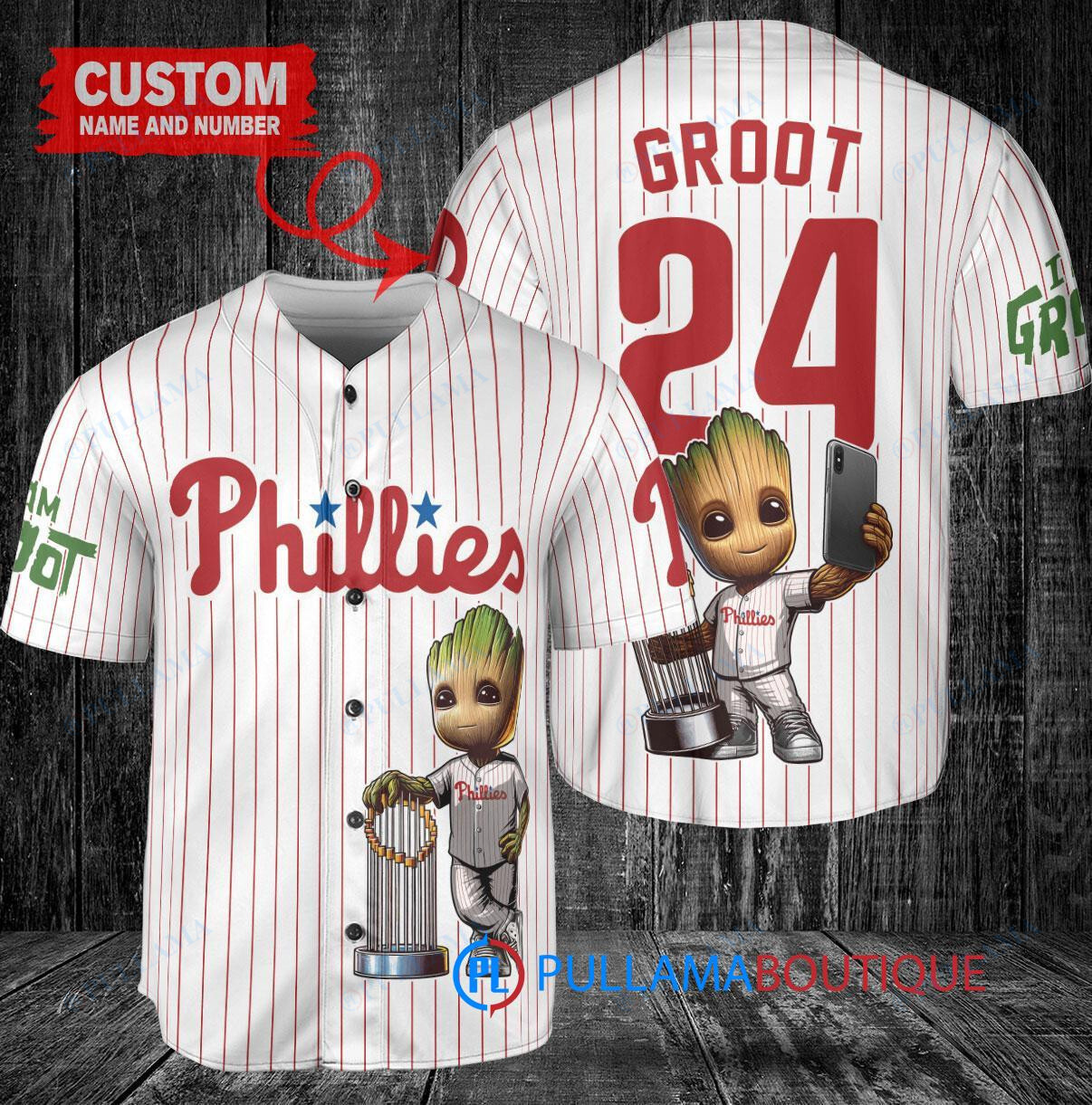 Phillies x Baby Groot Guardians Of The Galaxy Baseball Jersey – Light Blue