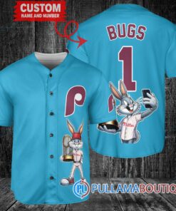 Philadelphia Phillies x Bugs Bunny with Trophy Baseball Jersey Light Blue