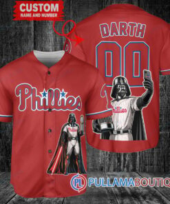 Philadelphia Phillies x Darth Vader Star Wars with Trophy Baseball Jersey Red