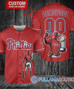 Philadelphia Phillies x Deadpool with Trophy Baseball Jersey Red