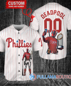 Philadelphia Phillies x Deadpool with Trophy Baseball Jersey White