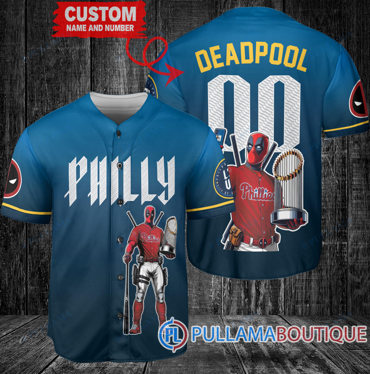 Philadelphia Phillies x Son Goku Kakarot Super Saiyan Dragon Ball Z with Trophy Baseball Jersey Blue City Connect V2