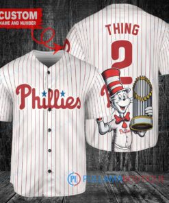 Philadelphia Phillies x Dr Seuss with World Series Trophy Custom Baseball Jersey White