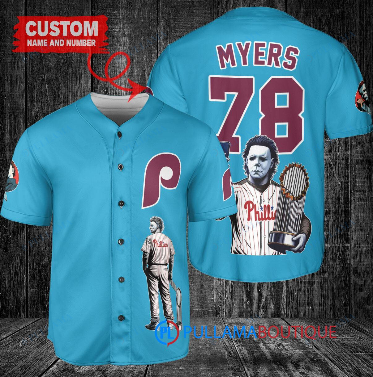 San Francisco Giants x Halloween Michael Myers with Trophy Custom Baseball Jersey Gray