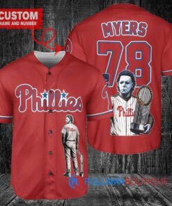 Philadelphia Phillies x Halloween Michael Myers with Trophy Custom Baseball Jersey Red