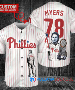 Philadelphia Phillies x Halloween Michael Myers with Trophy Custom Baseball Jersey White