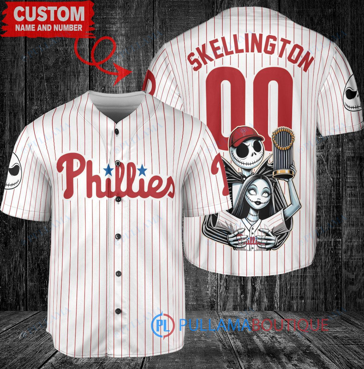 Boston Red Sox Jack Skellington Sally World Series Trophy Baseball Jersey