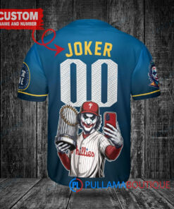 Philadelphia Phillies x Joker DC Comics with Trophy Custom Baseball Jersey Blue City Connect