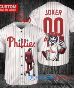 Philadelphia Phillies x Joker DC Comics with Trophy Custom Baseball Jersey White