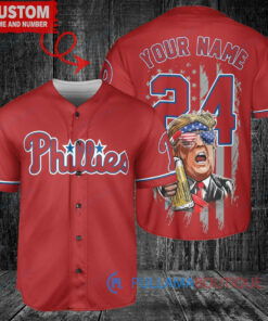 Philadelphia Phillies x Limited Edition with World Series Trophy Custom Baseball Jersey Red