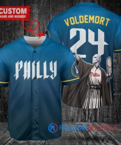 Philadelphia Phillies x Lord Voldemort Harry Potter with Trophy Custom Baseball Jersey Blue City Connect