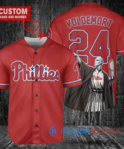 Philadelphia Phillies x Lord Voldemort Harry Potter with Trophy Custom Baseball Jersey Red