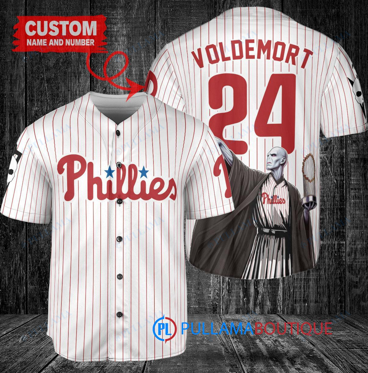 New York Yankees x Lord Voldemort Harry Potter with Trophy Custom Baseball Jersey Navy