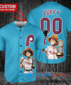 Philadelphia Phillies x Luffy One Piece with Trophy Custom Baseball Jersey Light Blue