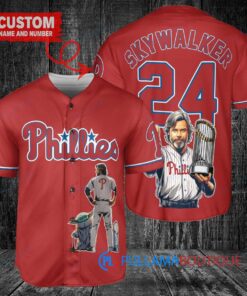 Philadelphia Phillies x Luke Skywalker Star Wars with Trophy Custom Baseball Jersey Red