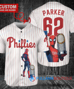 Philadelphia Phillies x Marvel Spiderman with Trophy Custom Baseball Jersey White