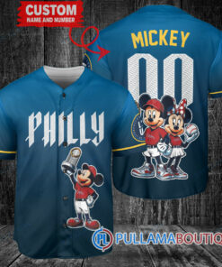 Philadelphia Phillies x Mickey and Minnie with Trophy Baseball Jersey Blue City Connect