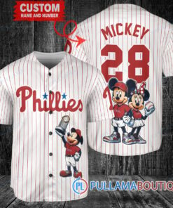 Philadelphia Phillies x Mickey and Minnie with Trophy Baseball Jersey White