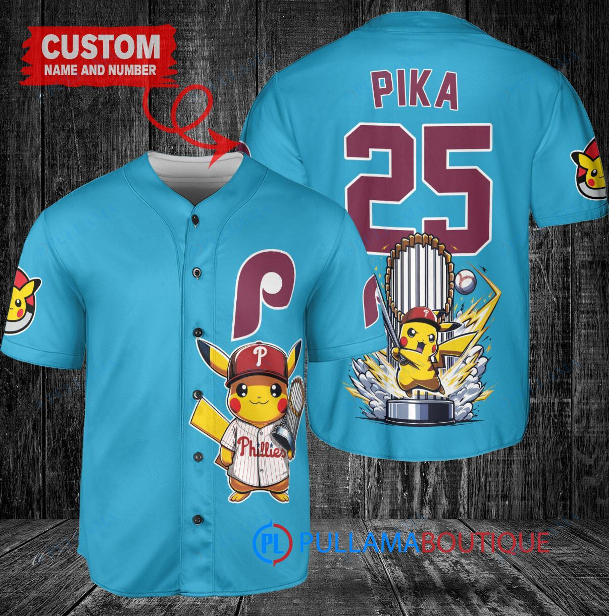 Pittsburgh Pirates Pikachu Pokemon Trophy Baseball Jersey Gold City Connect