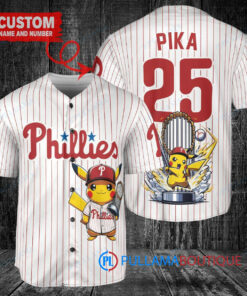 Philadelphia Phillies x Pikachu Pokemon with Trophy Custom Baseball Jersey White