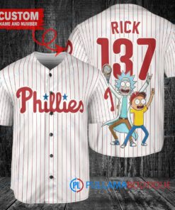 Philadelphia Phillies x Rick and Morty with Trophy Custom Baseball Jersey White