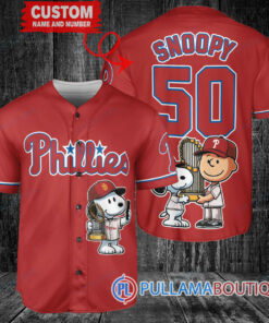 Philadelphia Phillies x Snoopy and Charlie Brown with Trophy Baseball Jersey Red