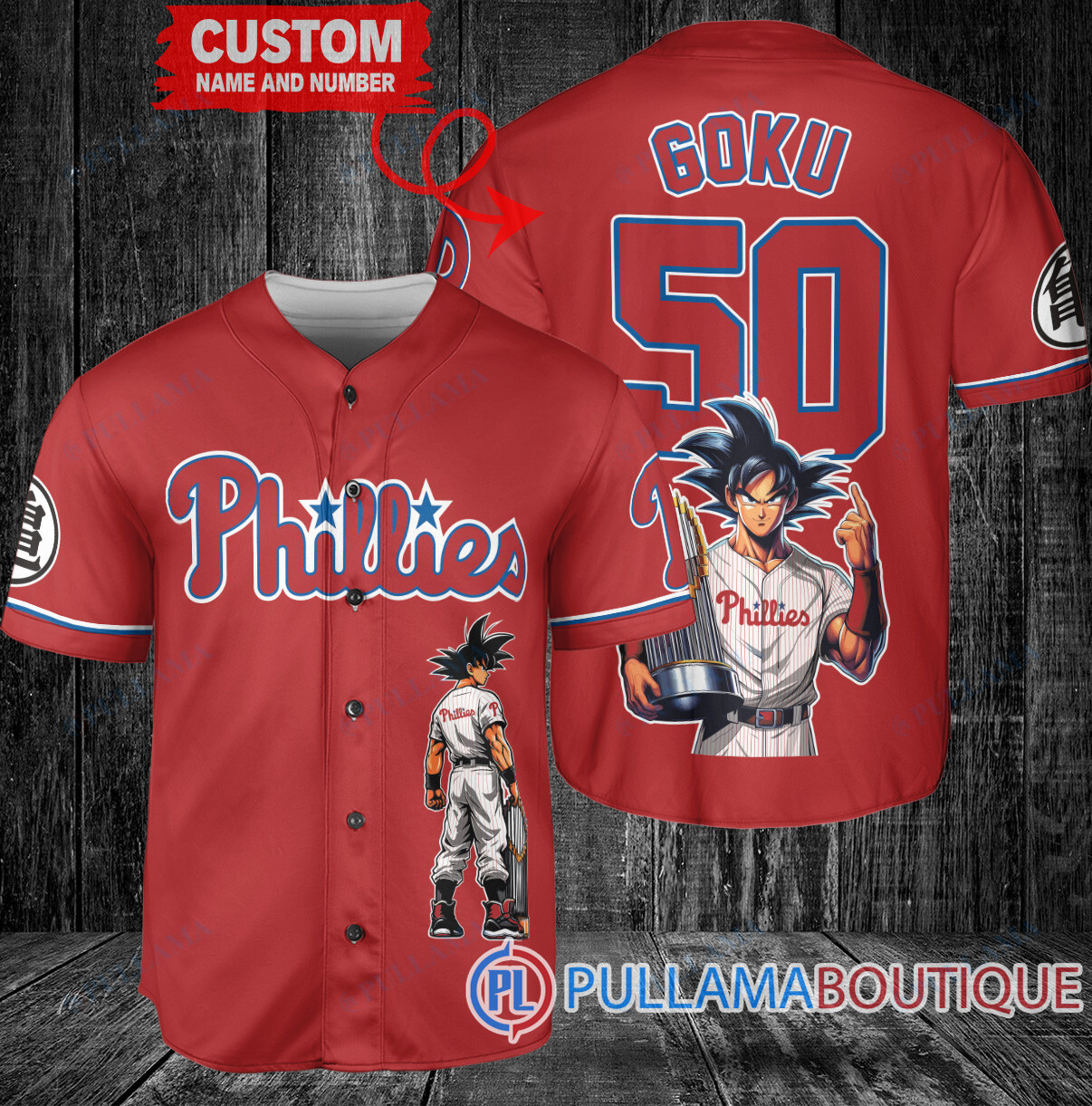 Atlanta Braves x Son Goku Kakarot Super Saiyan Dragon Ball Z with Trophy Baseball Jersey White V2