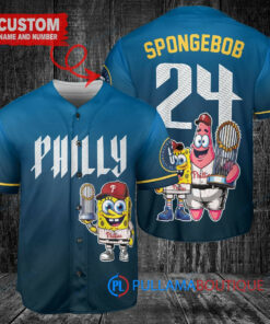 Philadelphia Phillies x SpongeBob SquarePants with Trophy Custom Baseball Jersey Blue City Connect