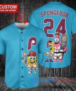 Philadelphia Phillies x SpongeBob SquarePants with Trophy Custom Baseball Jersey Light Blue