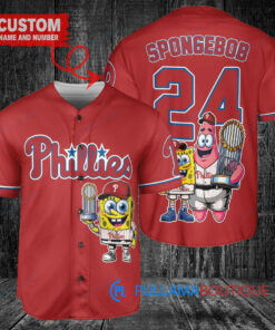 Philadelphia Phillies x SpongeBob SquarePants with Trophy Custom Baseball Jersey Red