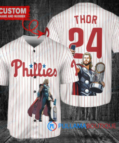 Philadelphia Phillies x Thor Marvel with Trophy Custom Baseball Jersey White