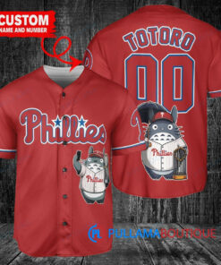 Philadelphia Phillies x Totoro Studio Ghibli with Trophy Custom Baseball Jersey Red