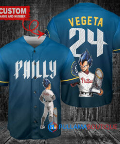 Philadelphia Phillies x Vegeta Super Saiyan Dragon Ball Z with Trophy Custom Baseball Jersey Blue City Connect