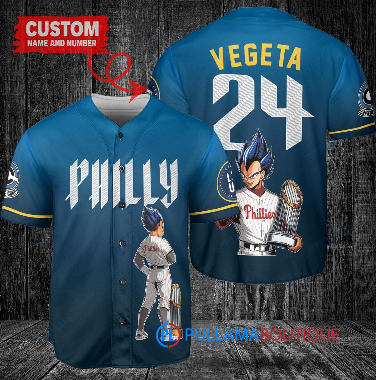 Boston Red Sox x Vegeta Super Saiyan Dragon Ball Z with Trophy Custom Baseball Jersey White