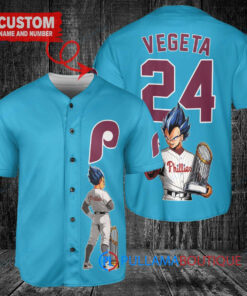 Philadelphia Phillies x Vegeta Super Saiyan Dragon Ball Z with Trophy Custom Baseball Jersey Light Blue