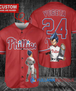 Philadelphia Phillies x Vegeta Super Saiyan Dragon Ball Z with Trophy Custom Baseball Jersey Red