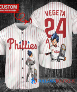 Philadelphia Phillies x Vegeta Super Saiyan Dragon Ball Z with Trophy Custom Baseball Jersey White