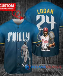 Philadelphia Phillies x Wolverine Logan with Trophy Custom Baseball Jersey Blue City Connect