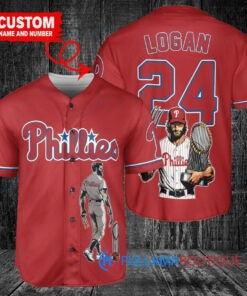 Philadelphia Phillies x Wolverine Logan with Trophy Custom Baseball Jersey Red