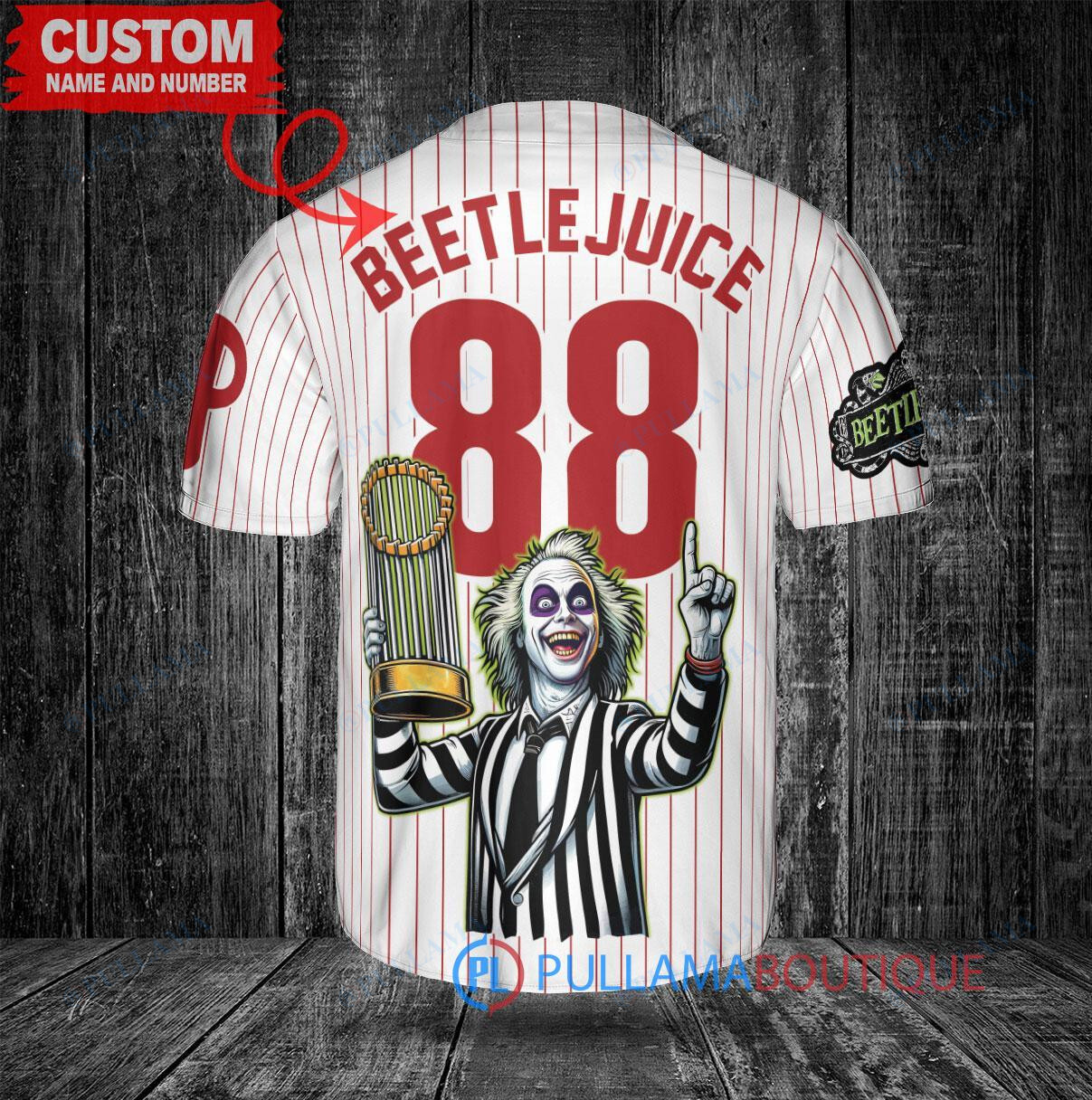 Oakland Athletics Beetlejuice Halloween World Series Trophy Baseball Jersey Green